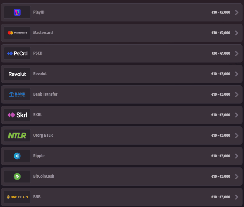 Payment Methods at Dragonia